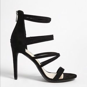 Black Faux suede strappy heels